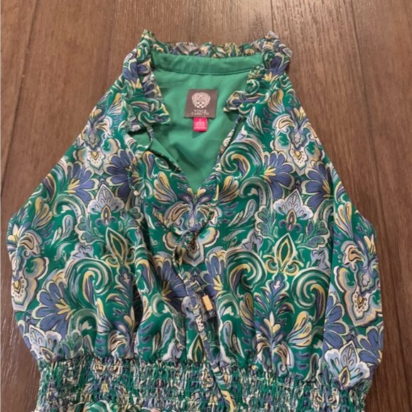 Vince Camuto Green and Blue Patterned Blouse - Picture 3 of 5